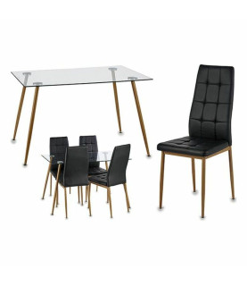 MESA Y 4 SILLAS GLASS STYLE BLACK