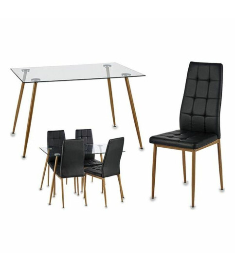 MESA Y 4 SILLAS GLASS STYLE BLACK