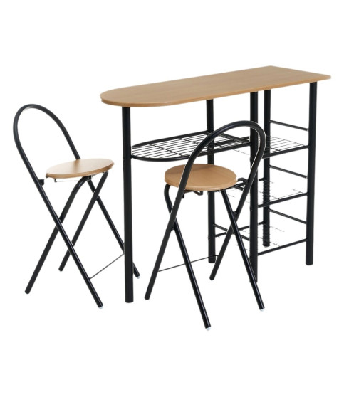 TABLE AND 2 CHAIRS RAUL BAR BLACK