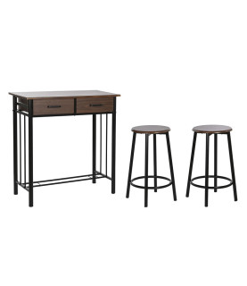 Mesa y dos taburetes SOUL BAR BLACK