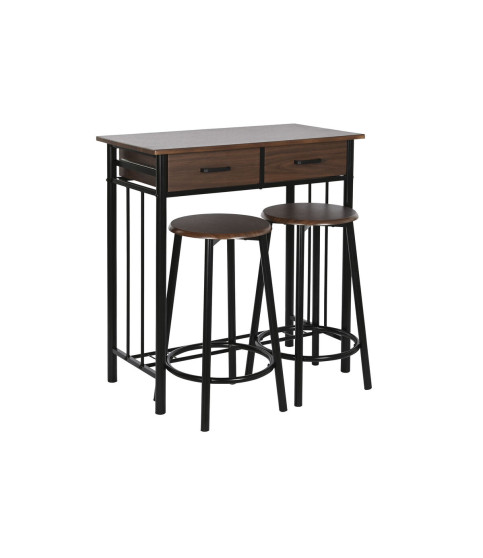Mesa y dos taburetes SOUL BAR BLACK