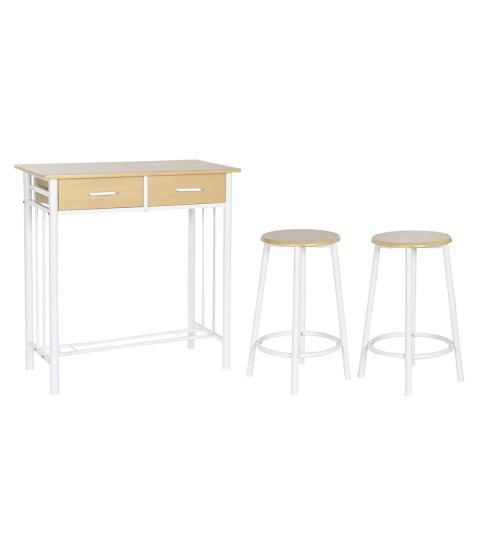 MESA Y DOS TABURETES SOUL BAR WHITE