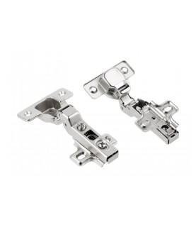 Bisagra semi-superpuesta GTV sin muelle Ø35, H=0, clip-on, sin ajuste excéntrico, sin tornillos Euro