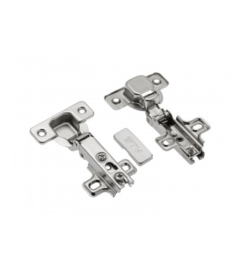 BISAGRA PUSH-OPEN, 110°, SLIDE-ON, DISTANCIA ENTRE ORIFICIOS 45 MM, CON TORNILLOS EN LA PLACA BISAGRA PUSH-OPEN, 110°, SLIDE-ON, DISTANCIA ENTRE ORIFICIOS 45 MM, CON TORNILLOS EN LA PLACA