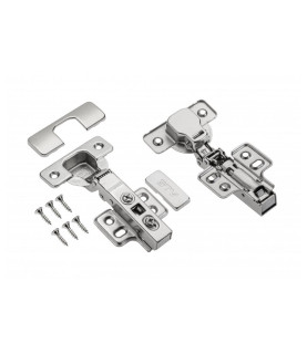 Bisagra superpuesta con cierre suave GTV Ø35 PRESTIGE, H=0, 4 agujeros, clip-on, sin tornillos euro