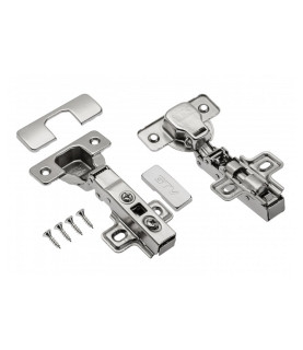 Bisagra superpuesta con cierre suave GTV Ø35 PRESTIGE, H=0, clip-on, sin tornillos euro