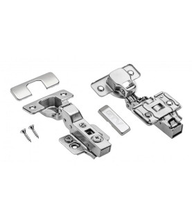Bisagra semi-superpuesta con cierre suave GTV Ø35 PRESTIGE, H=0, clip-on, sin tornillos Euro