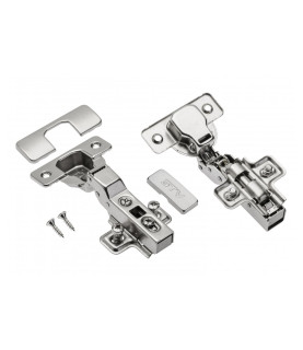 Bisagra semi-superpuesta con cierre suave GTV Ø35 PRESTIGE, H=0, clip-on, con tornillo Euro
