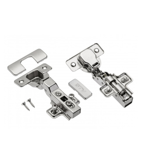 Bisagra semi-superpuesta con cierre suave GTV Ø35 PRESTIGE, H=0, clip-on, con tornillo Euro