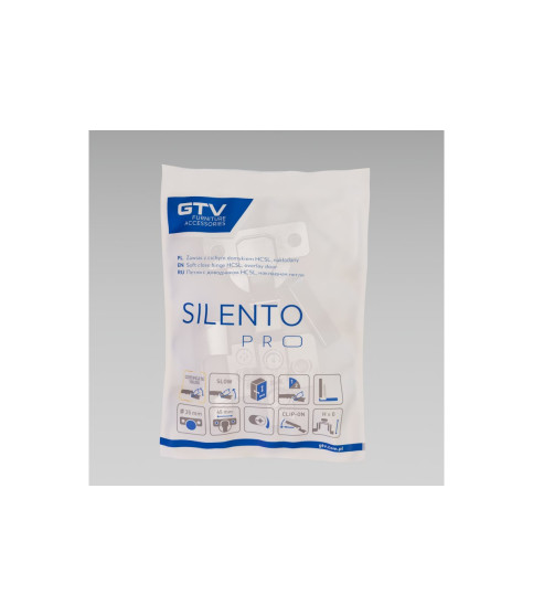 Bisagra aplicado hidráulica Silento Pro recta, cierre suave, ajuste excéntrico, polybag Bisagra aplicado hidráulica Silento Pro recta, cierre suave, ajuste excéntrico, polybag
