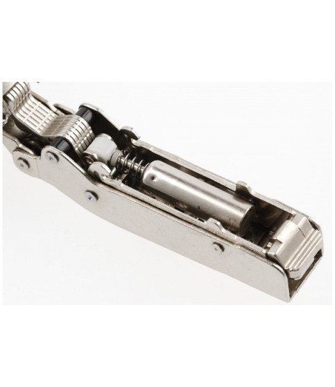 Half-overlay hinge for aluminum frame SILENTO PRO, with soft-close, prow H=0, 3D, polybag, without euro, black Half-overlay hinge for aluminum frame SILENTO PRO, with soft-close, prow H=0, 3D, polybag, without euro, black