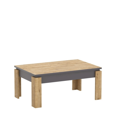 MESA BAJA PHILIPPA BILAMINADO ROBLE Y GRIS OSCURO 90 CM