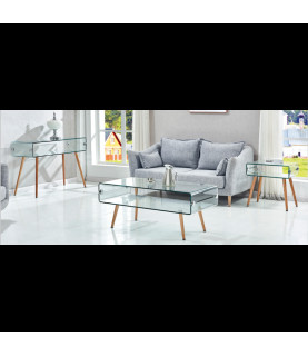 Mesa HOLANDA, madera y cristal, 110x55 cm