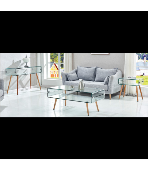 Mesa HOLANDA, madera y cristal, 55x40 cm