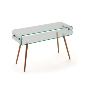 MESA CONSOLA HOLANDA-120TR MADERA Y CRISTAL 120X40 CM
