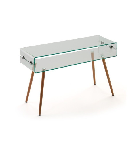 MESA CONSOLA HOLANDA-120TR MADERA Y CRISTAL 120X40 CM