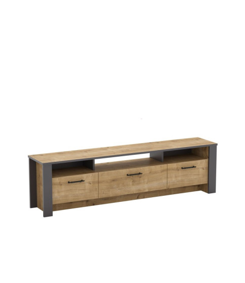 Mueble de TV PHILIPPA, bilaminado roble con gris oscuro, 180 cm