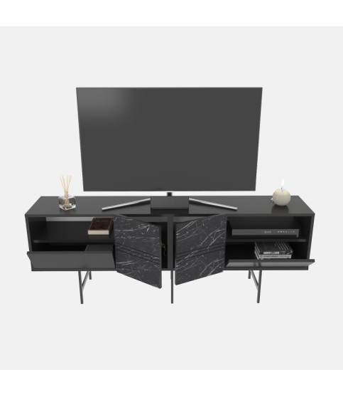 Mueble de TV SIMON, bilaminado nogal, 180 cm
