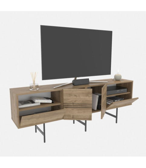 Mueble de TV SIMON, bilaminado nogal, 180 cm