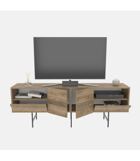 Mueble de TV SIMON, bilaminado nogal, 180 cm