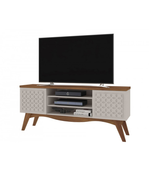 Mueble TV LIZ, blanco roto y cedro, 160 cm Mueble TV LIZ, blanco roto y cedro, 160 cm