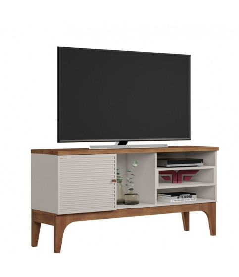 Mueble TV VENEZA, blanco roto y cedro, 136 cms.