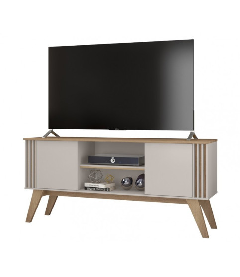 Mueble TV VITTA, blanco roto y cedro, 150 cm