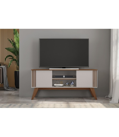 Mueble TV VITTA, blanco roto y cedro, 150 cm