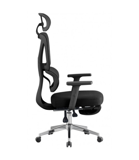 Sillón de oficina DURBUY, alto, ergonómico, negro, malla y asiento negro