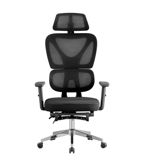Sillón de oficina DURBUY, alto, ergonómico, negro, malla y asiento negro