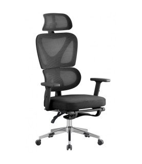 Sillón de oficina DURBUY, alto, ergonómico, negro, malla y asiento negro