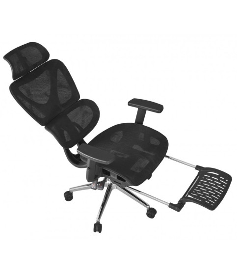 Sillón de oficina LORRIS, alto, ergonómico, malla negra