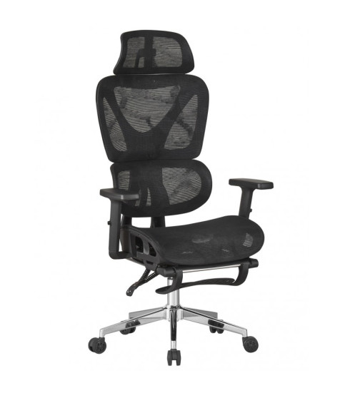 Sillón de oficina LORRIS, alto, ergonómico, malla negra