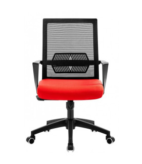 Sillón de oficina RISLEY negro con malla y tejido rojo