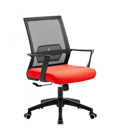 Sillón de oficina RISLEY negro con malla y tejido rojo Sillón de oficina RISLEY negro con malla y tejido rojo