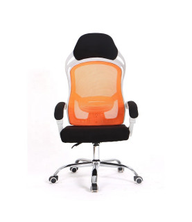 Sillón de oficina LINZ blanco con malla naranja y tejido negro