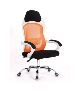 Sillón de oficina LINZ blanco con malla naranja y tejido negro