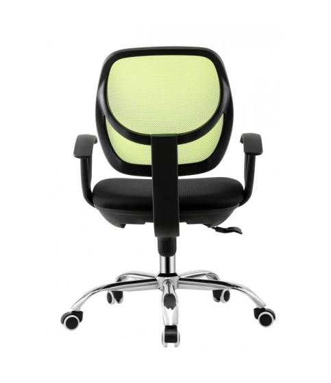 Silla de oficina MIRAFIORI, brazos, malla verde y tejido negro