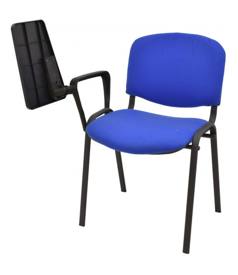 Silla NIZA NEW AM, brazo pala a derecha, chasis negro, tapizado azul