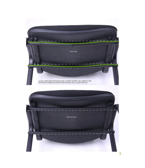 Silla NIZA NEW AM, chasis epoxi negro, tejido A1, color negro