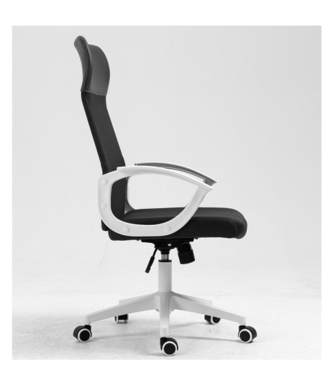 Sillón de oficina VERTON, blanco, malla y asiento negro