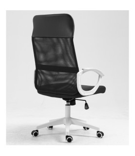 Sillón de oficina VERTON, blanco, malla y asiento negro