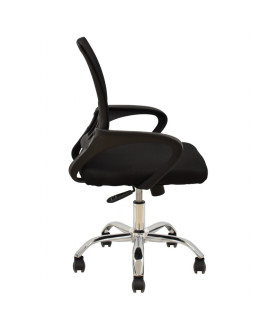 Sillón de oficina FISS NEW (M), negro, basculante, malla y tejido negro