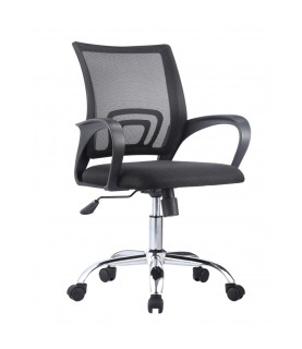 Sillón de oficina FISS NEW (M), negro, basculante, malla y tejido negro