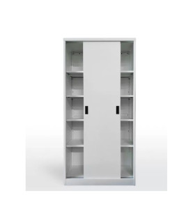 Armario metálico OLIMPO, puertas correderas, gris ral 7035, 90x46x185 cms