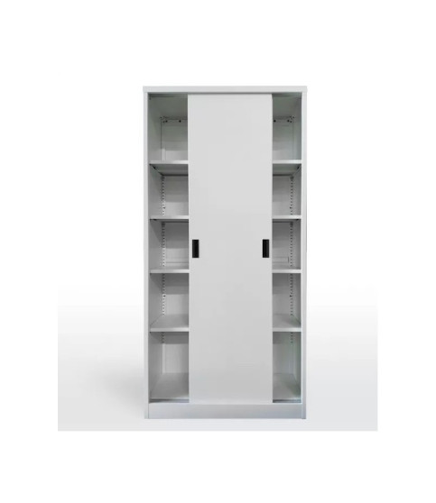Armario metálico OLIMPO, puertas correderas, gris ral 7035, 90x46x185 cms
