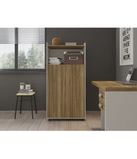 Armario STUDIO, alto, puertas altas, bilaminado miel y cacao