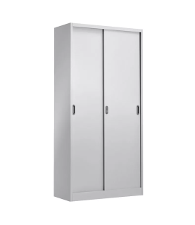 Armario metálico OLIMPO, puertas correderas, gris ral 7035, 90x46x185 cms