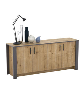 Aparador PHILIPPA, biIaminado roble con gris oscuro, 180 cms.