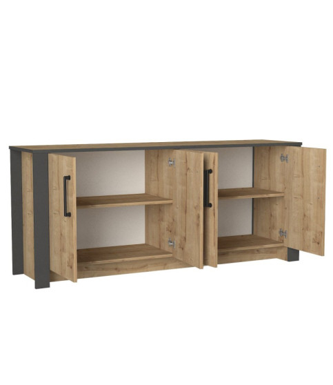 Aparador PHILIPPA, biIaminado roble con gris oscuro, 180 cms.
